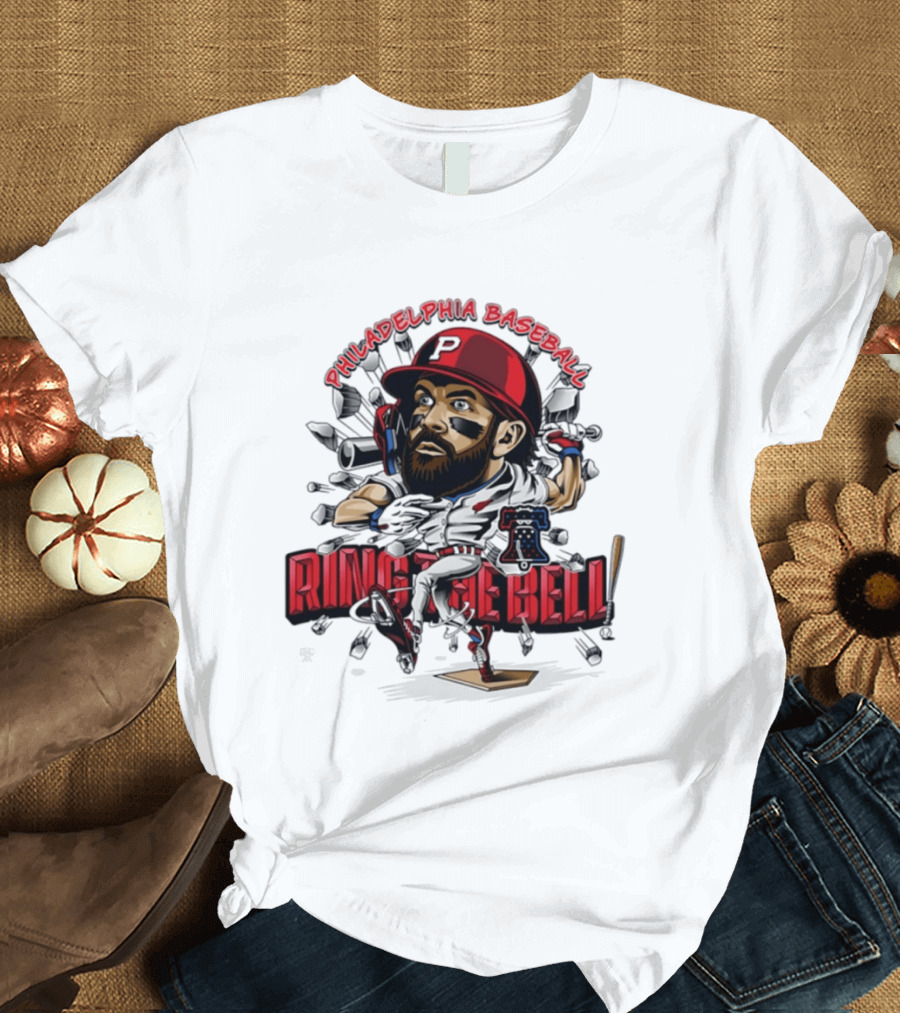Bryce Harper Philadelphia Baseball Ring The Bell Caricature T-Shirt