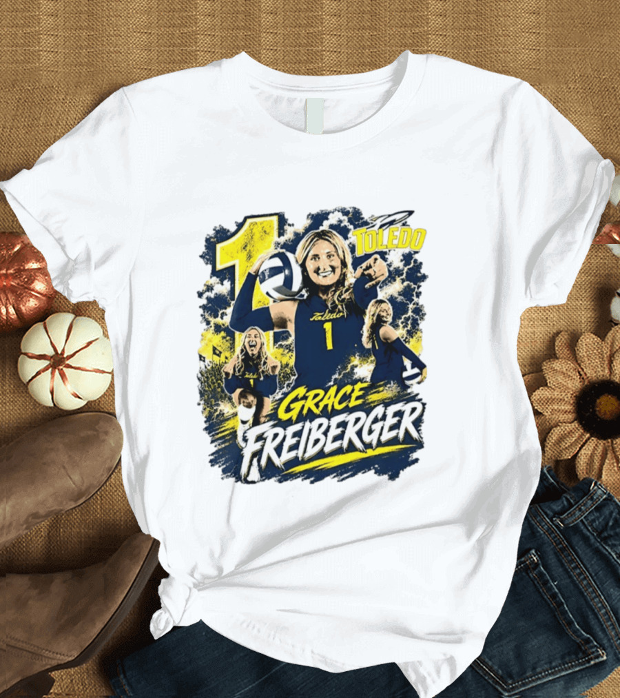 Grace Freiberger Toledo Rockets Volleyball NCAA Number 1 T-Shirt