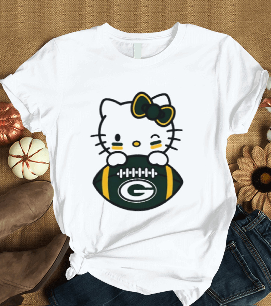 Green Bay Packers Hello Kitty Collaboration 2026 Football Season T-Shirt