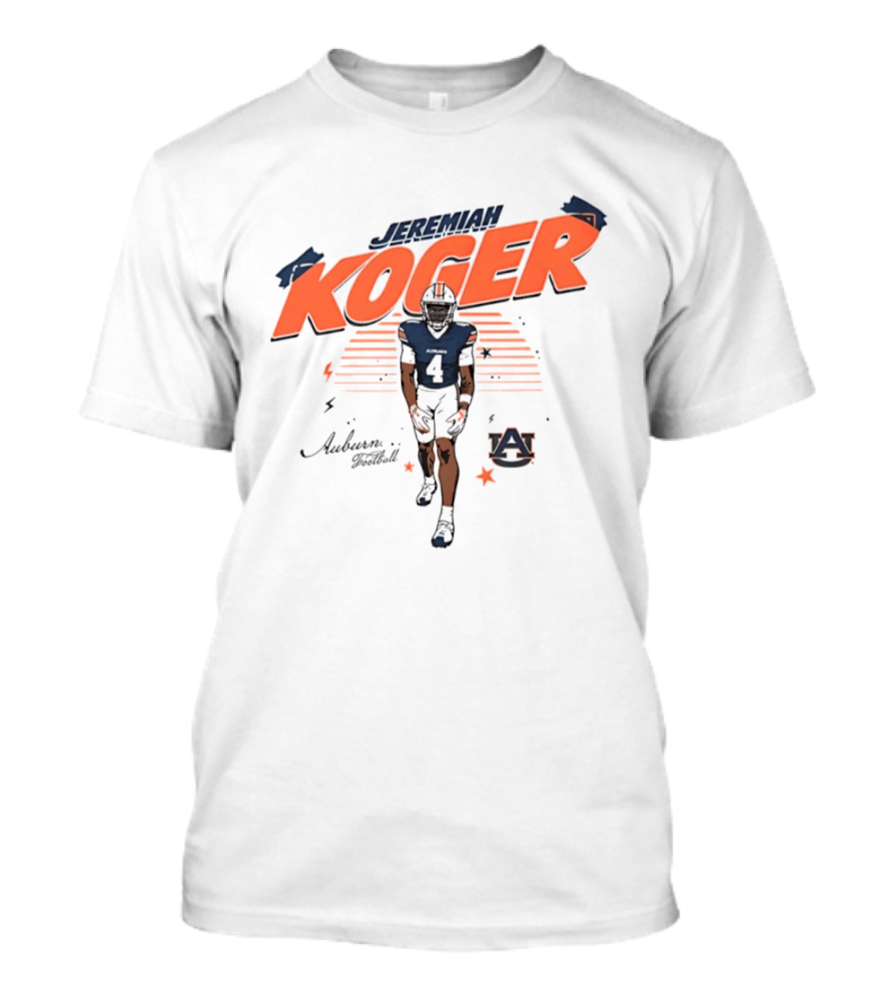 Jeremiah Koger Auburn Tigers NCAA Football Number 4 Helmet Sports Star T-Shirt