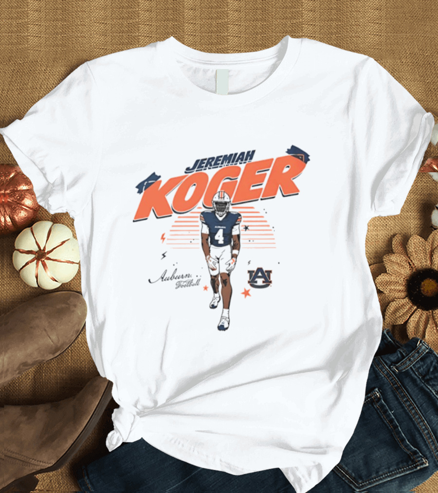 Jeremiah Koger Auburn Tigers NCAA Football Number 4 Helmet Sports Star T-Shirt
