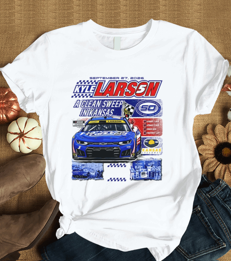 Kyle Larson A Clean Sweep In Kansas September 17 2026 T-Shirt