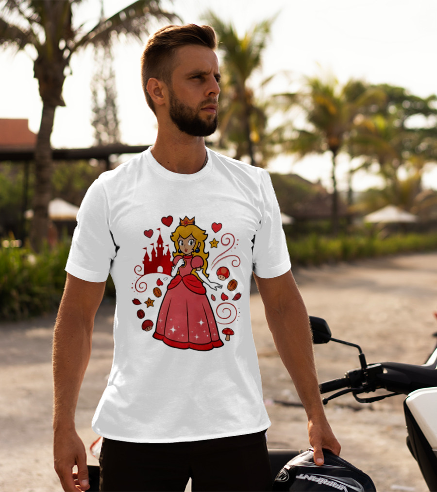 Princess Peach Enchanted Castle Hearts Stars Mushrooms Adventure T-Shirt