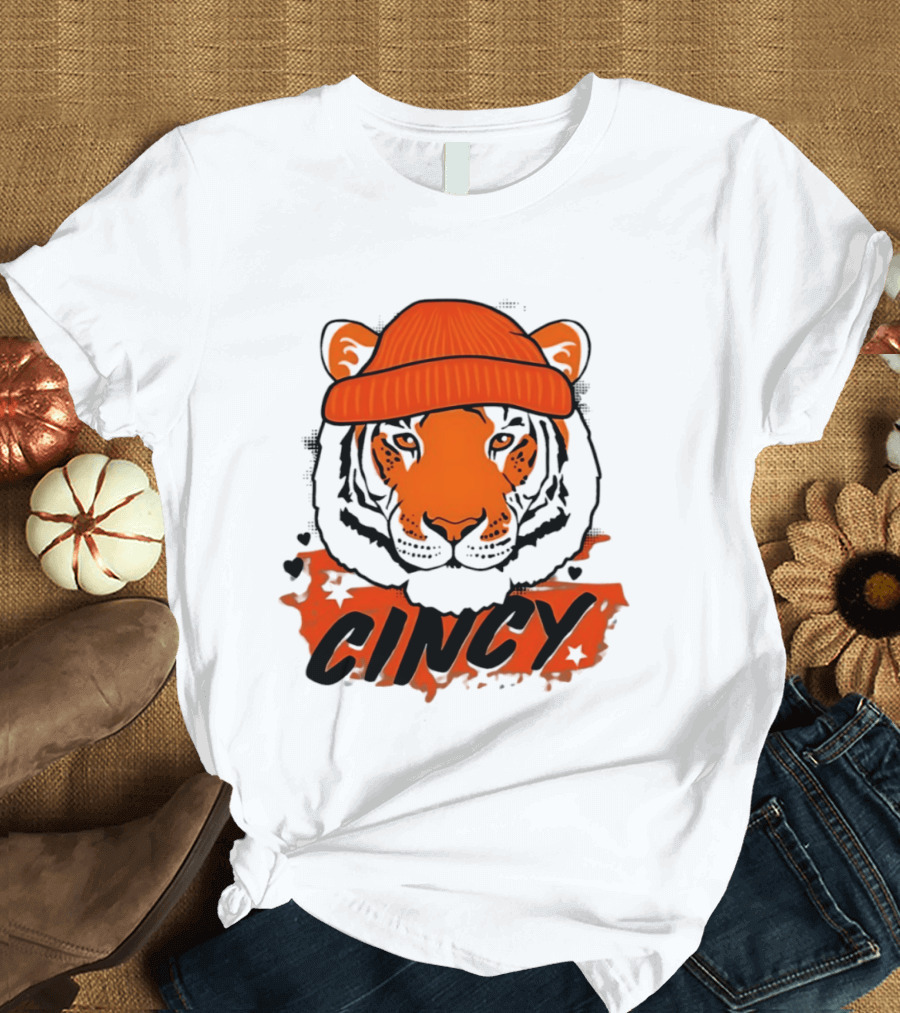 Cincy Tiger Beanie Cincinnati Bengals Football T-Shirt