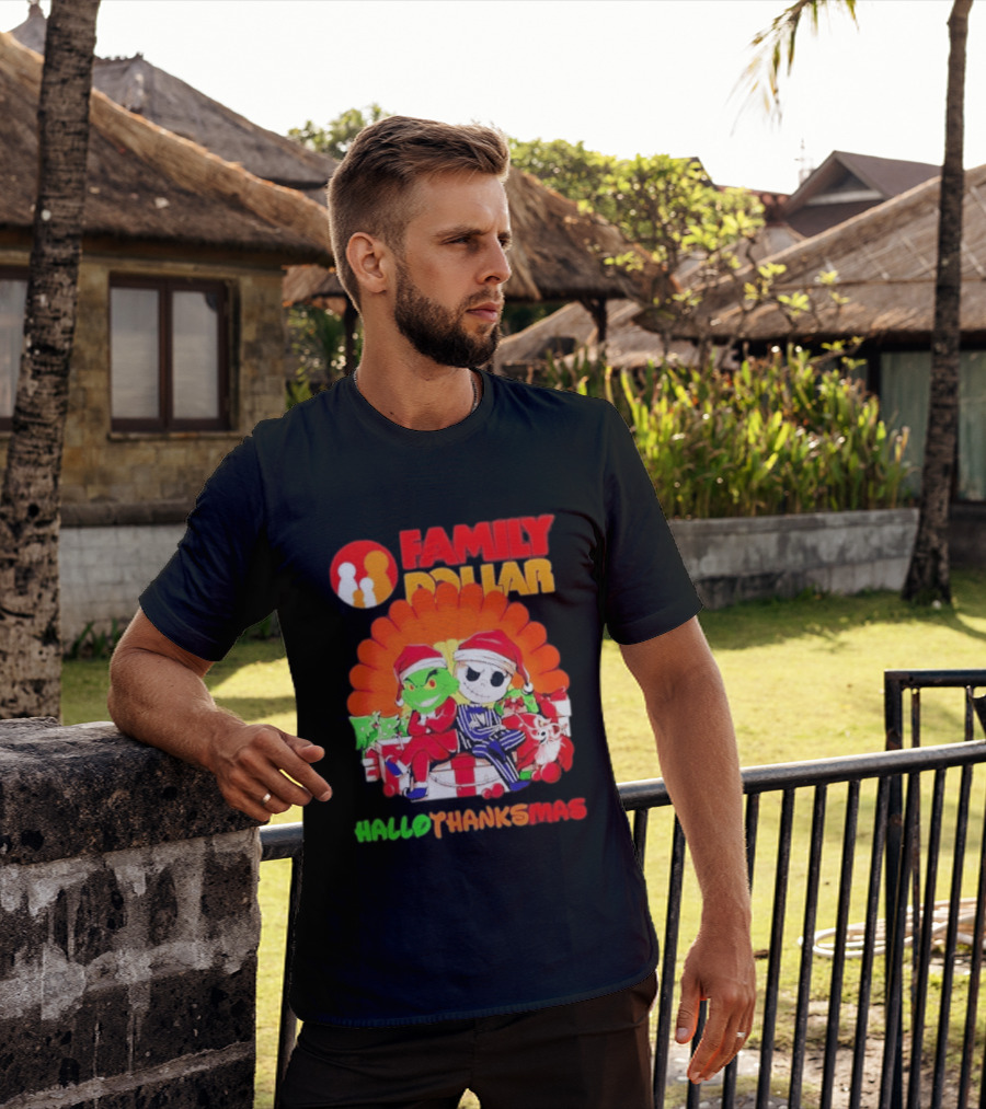 Family Dollar Grinch Jack Skellington Hallothanksmas 2026 T-Shirt