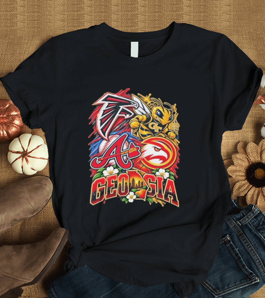 Atlanta Falcons Braves Georgia Tech Yellow Jackets Hawks Georgia Sports Teams T-Shirt