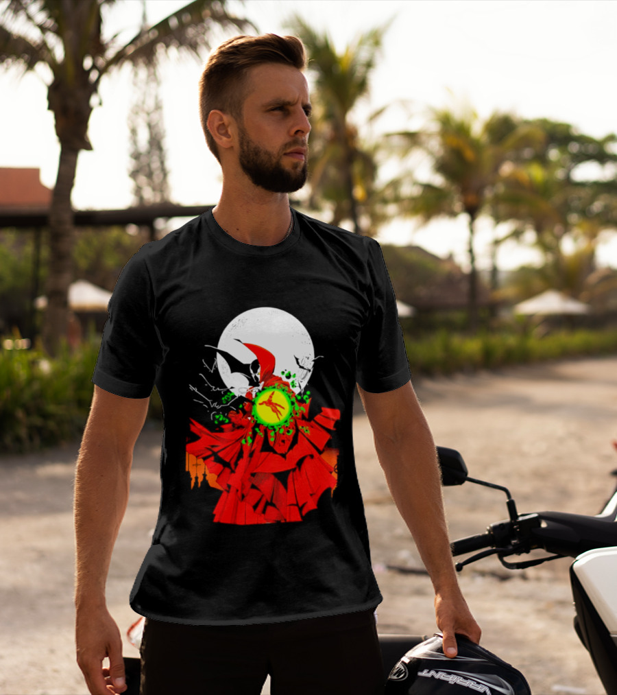 Graveyard Shift Whitegold Industries Spawn Halloween 2026 Full Red Moon T-Shirt