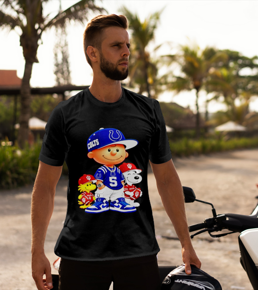 Charlie Brown And Snoopy Indianapolis Colts Indiana Hoosiers Football Team Merchandise T-Shirt