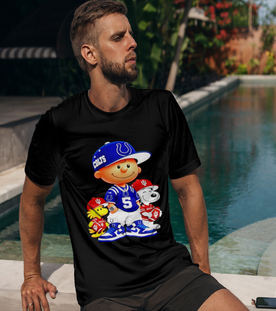 Charlie Brown And Snoopy Indianapolis Colts Indiana Hoosiers Football Team Merchandise T-Shirt