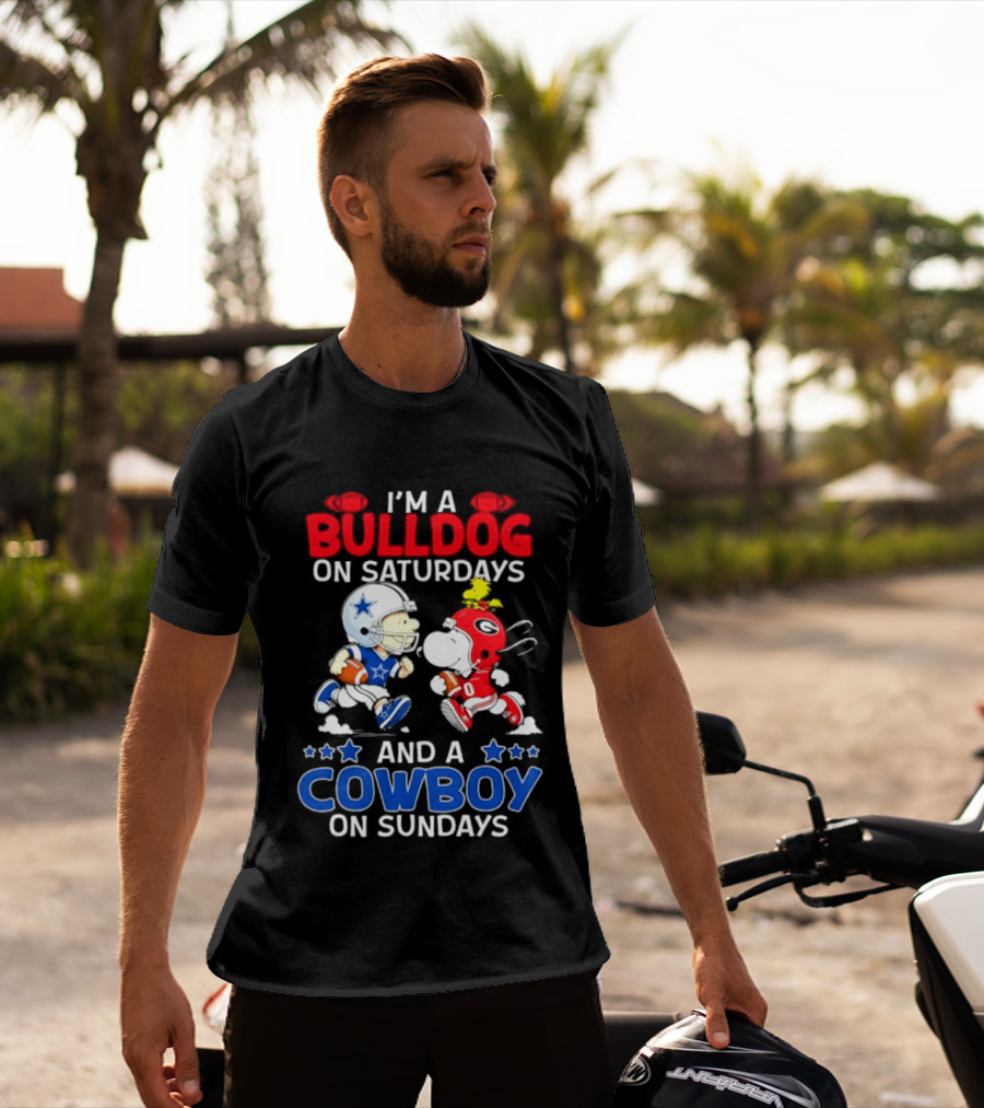 I'm A Bulldog On Saturdays And A Cowboy On Sundays Football Peanuts Sports T-Shirt