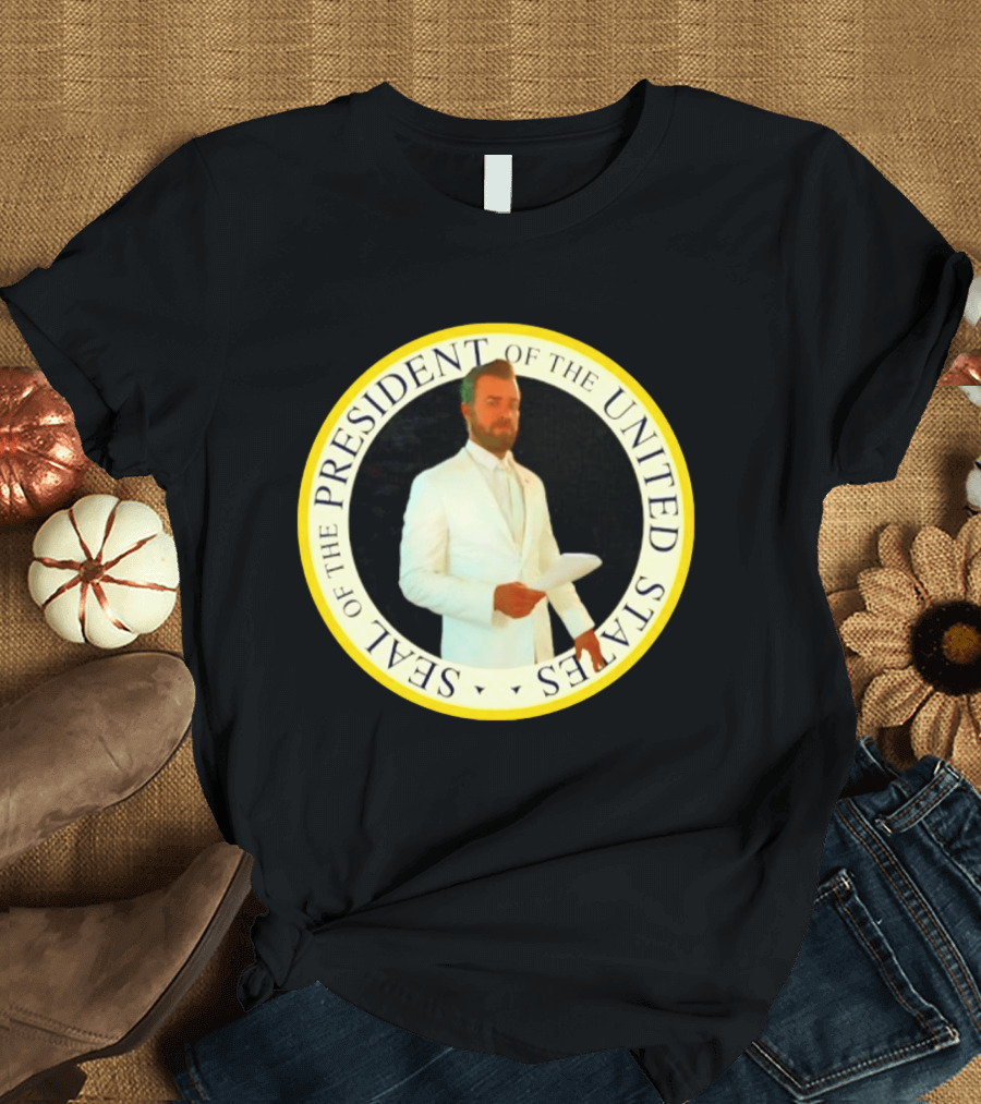 Seal Of The President Of The United States Justin Theroux In White Suit T-Shirt
