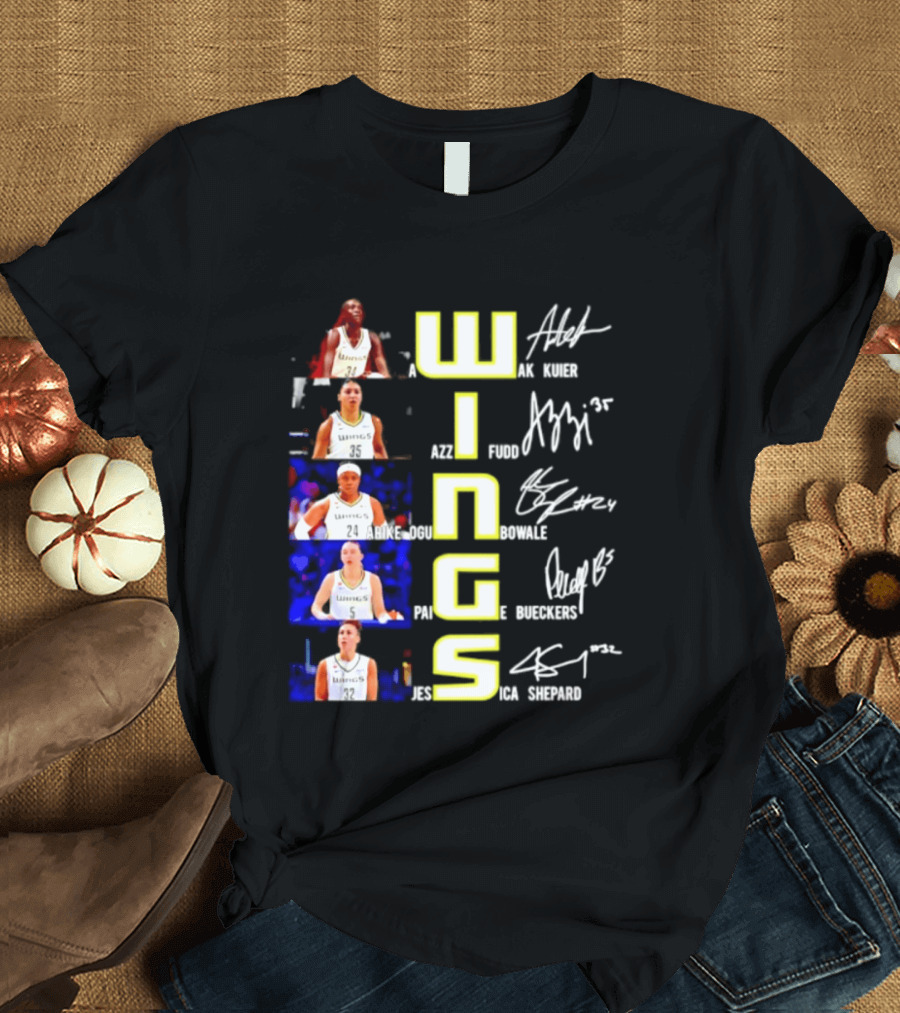 Dallas Wings Awak Kuier Azzi Fudd Arike Ogunbowale Paige Bueckers Jessica Shepard Signatures Compilation T-Shirt