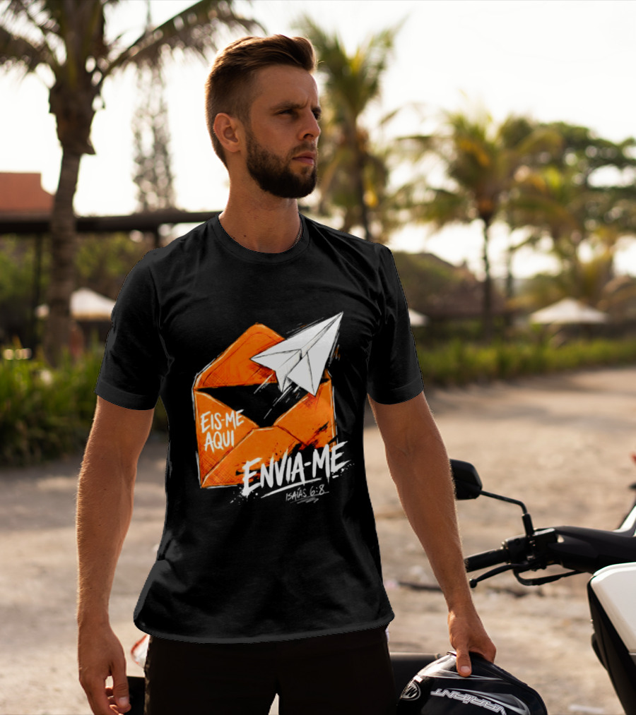 Eis Me Aqui Envia Me Isaias 6 8 Christian Envelope Paper Airplane T-Shirt