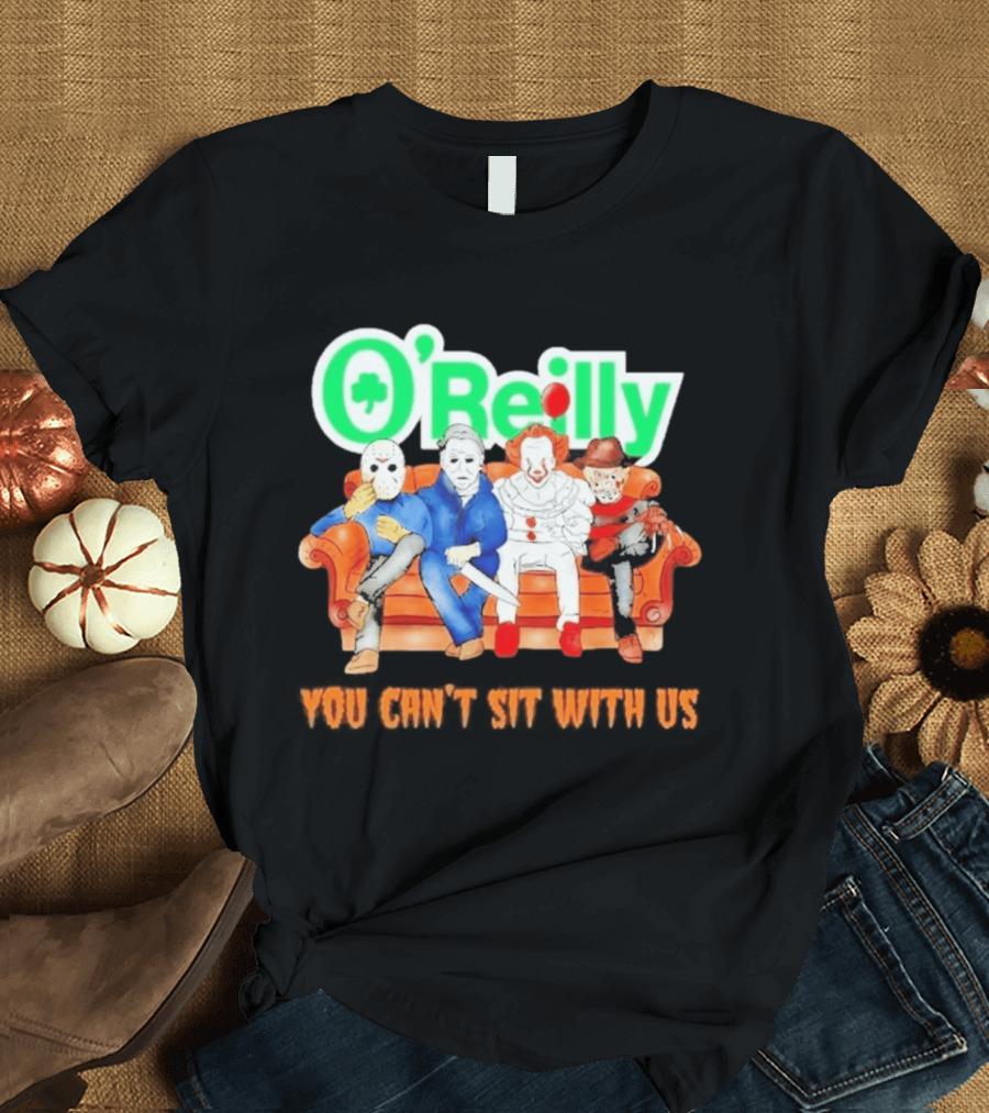 O'Reilly Horror Characters Friends Halloween 2026 You Can't Sit With Us Couch T-Shirt
