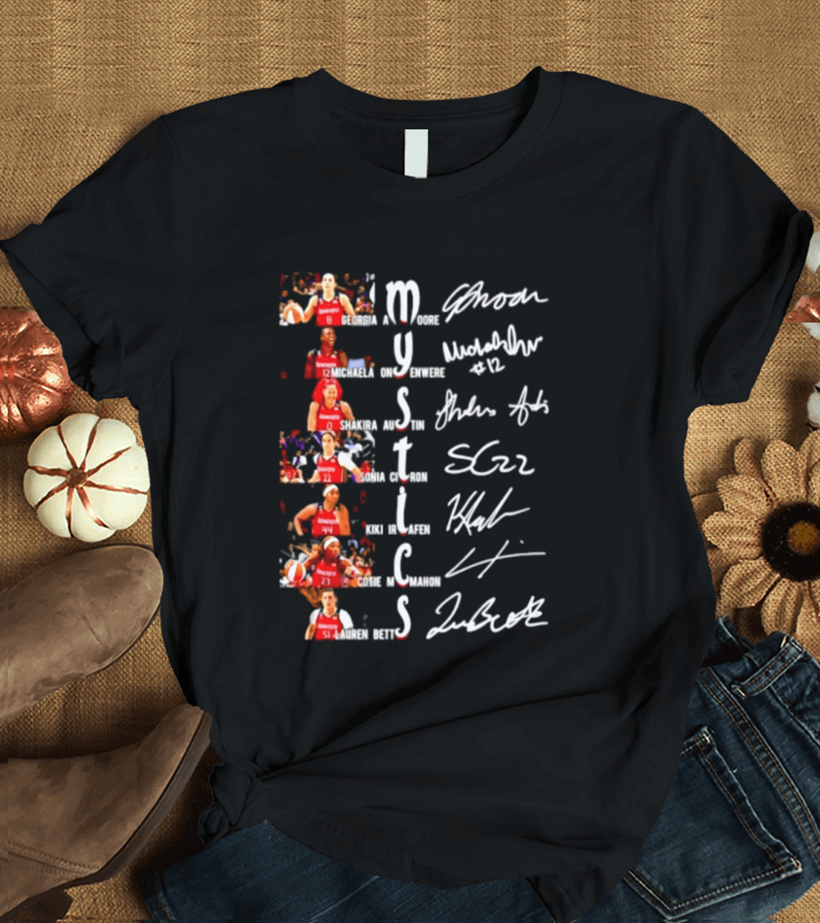 Washington Mystics Amoore Onyenwere Austin Citron Irjafen Mcmahon Betts Signatures Basketball Team Players T-Shirt