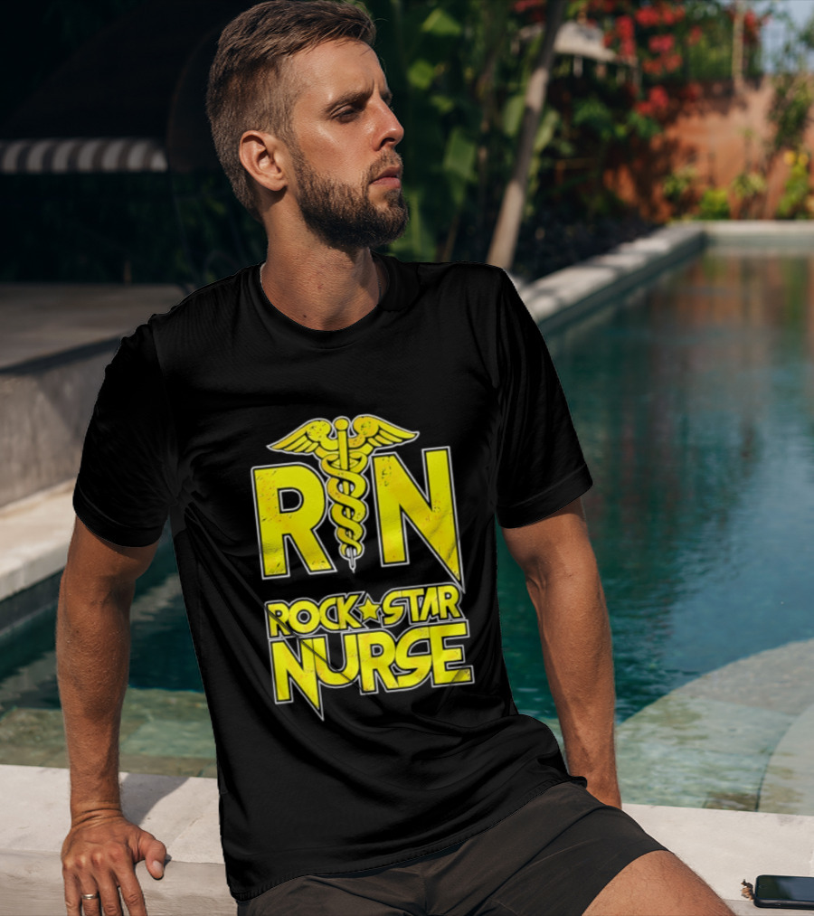 RN Rock Star Nurse Medical Professional Caduceus T-Shirt
