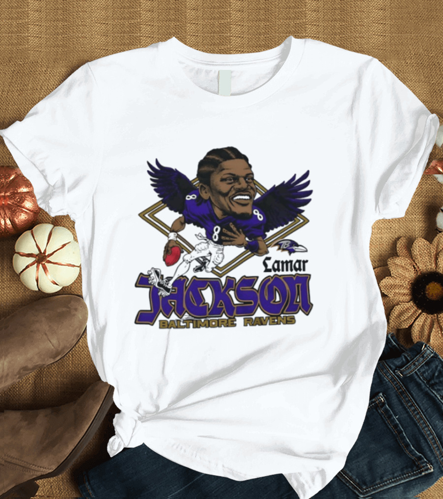 Lamar Jackson Baltimore Ravens Caricature T-Shirt
