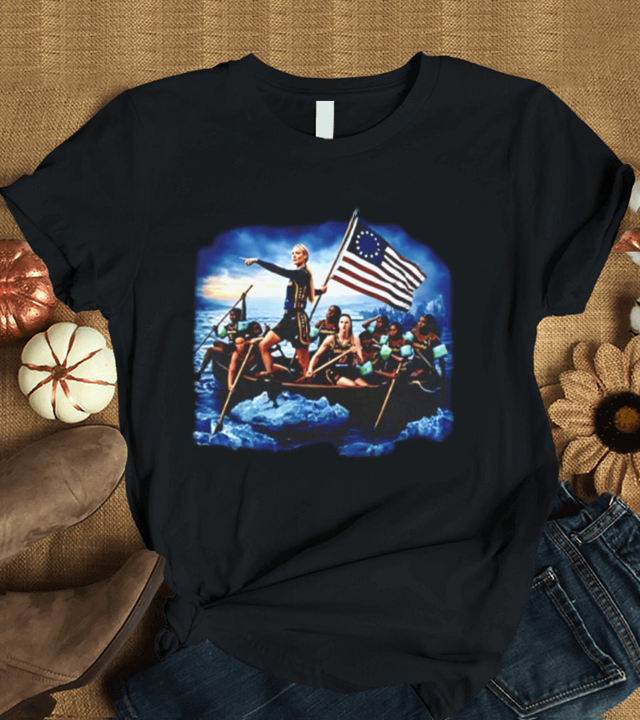 Sophie Cunningham Caitlin Clark Historical Crossover Crossing The Delaware Basketball T-Shirt