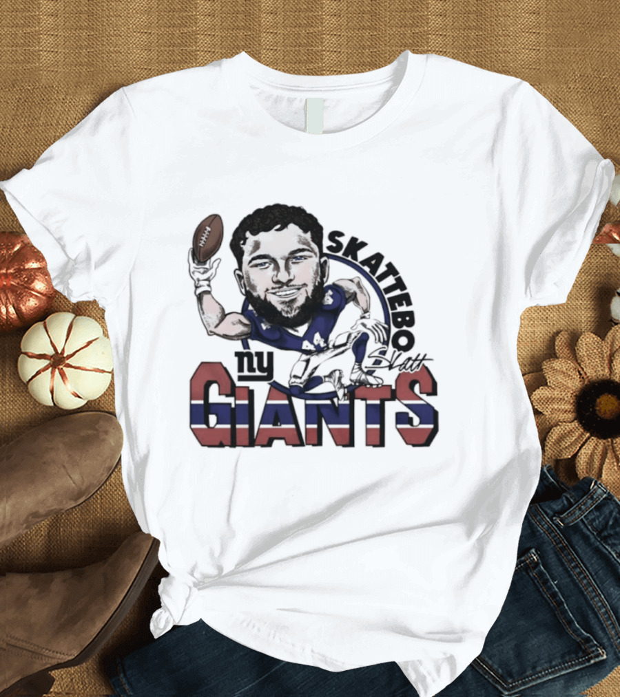 Skattebo New York Giants Football Caricature Player T-Shirt