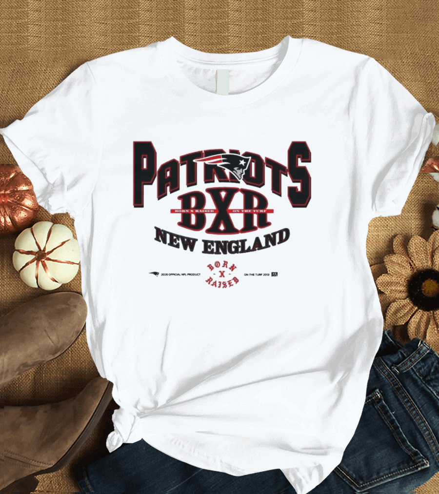 New England Patriots BXR Born X Raised Turf 2026 White T-Shirt