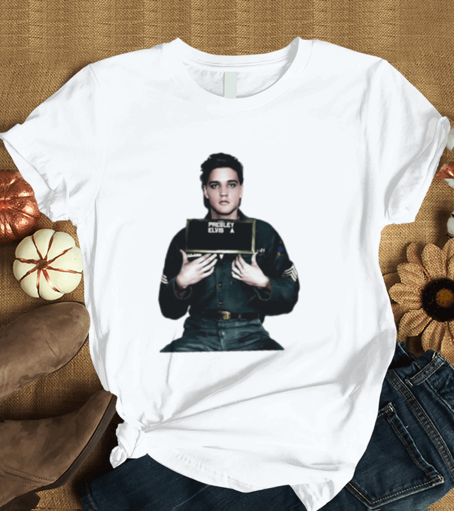 Elvis Presley Army Shot King Of Rock And Roll Iconic Military T-Shirt