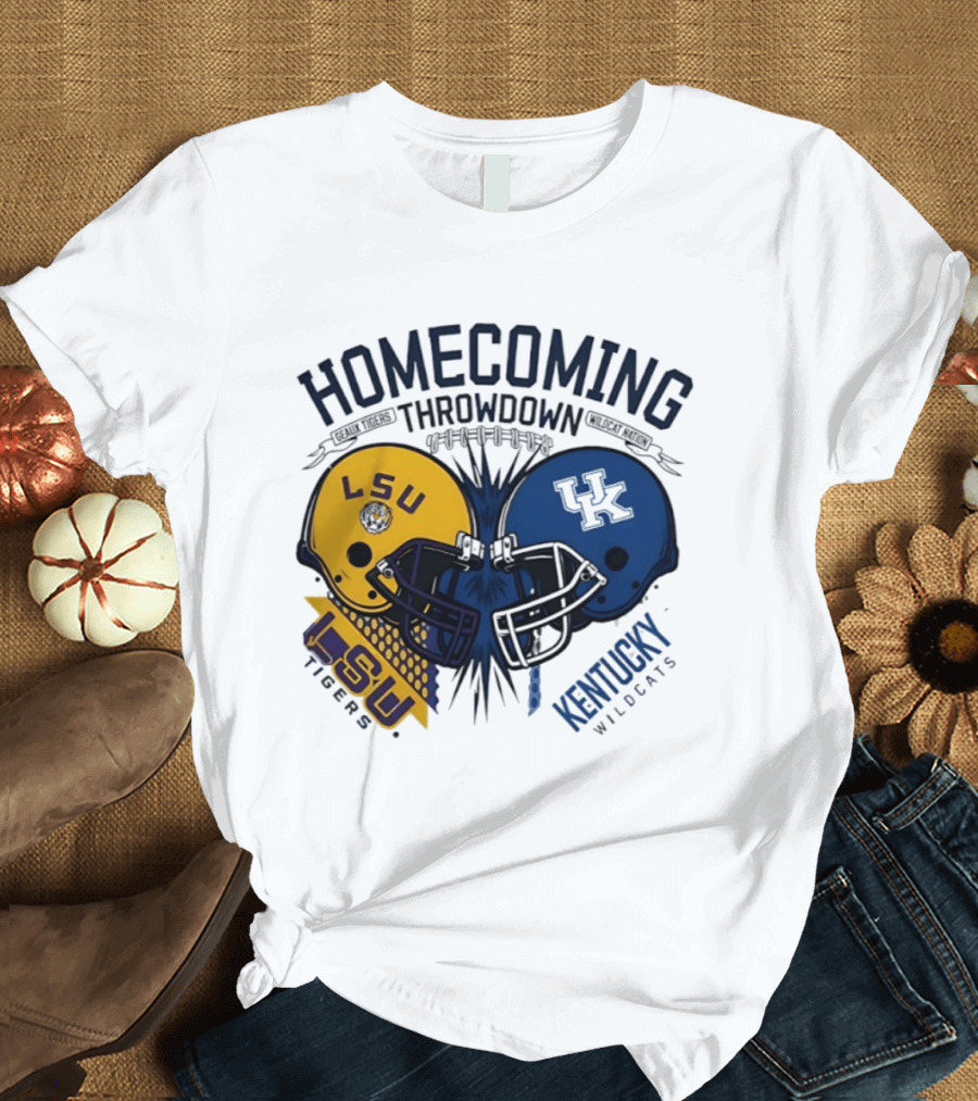 LSU Tigers Vs Kentucky Wildcats Football Homecoming Throwdown October 10 2026 Helmet Clash T-Shirt