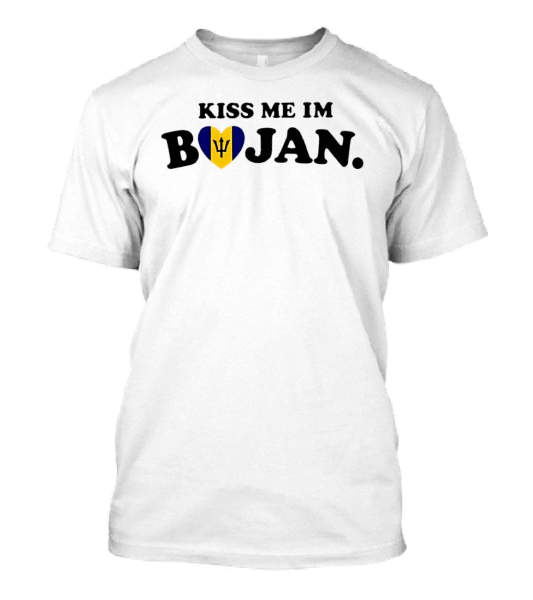 Kiss Me I'm Bajan Barbados Heart Flag Caribbean Pride T-Shirt