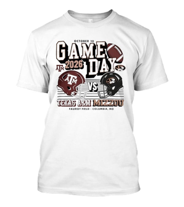October 10 2026 Gameday Texas A&M Vs Mizzou Football Helmets Columbia MO T-Shirt