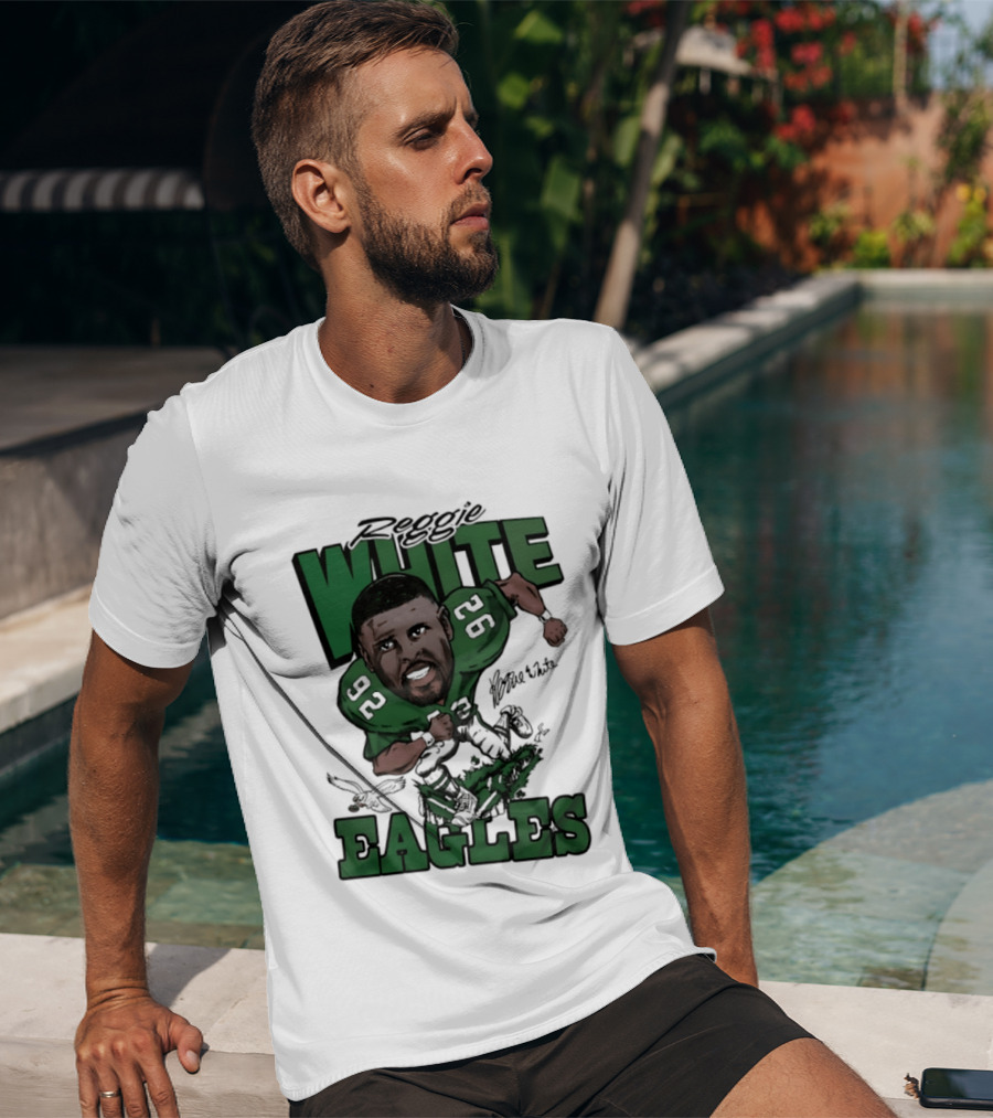 Philadelphia Eagles Reggie White 92 Player Caricature T-Shirt