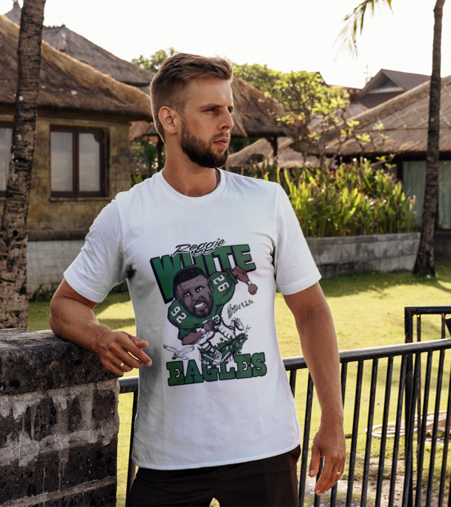 Philadelphia Eagles Reggie White 92 Player Caricature T-Shirt