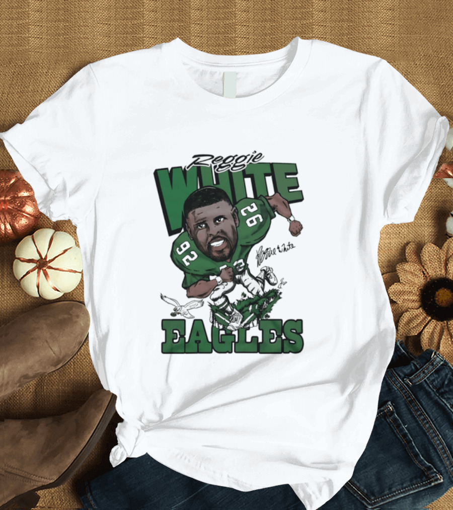 Philadelphia Eagles Reggie White 92 Player Caricature T-Shirt