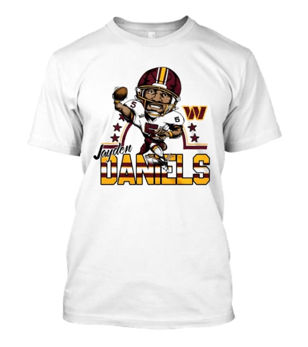 Washington Commanders Jayden Daniels Player Caricature Football NFL T-Shirt