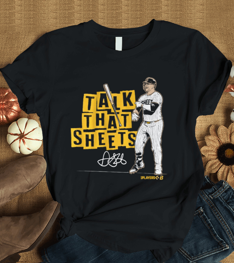 Gavin Sheets Talk That Sheets Baseball Player Yellow Block Lettering T-Shirt