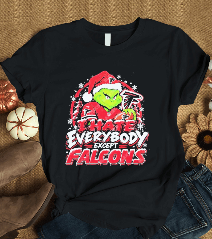 Atlanta Falcons Grinch I Hate Everybody Except Falcons Fans Christmas Holiday T-Shirt
