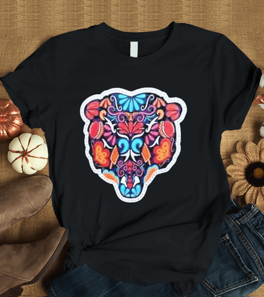 Chicago Bears 2026 Latino Heritage Month Los Bears Vibrant Floral Bear Head T-Shirt