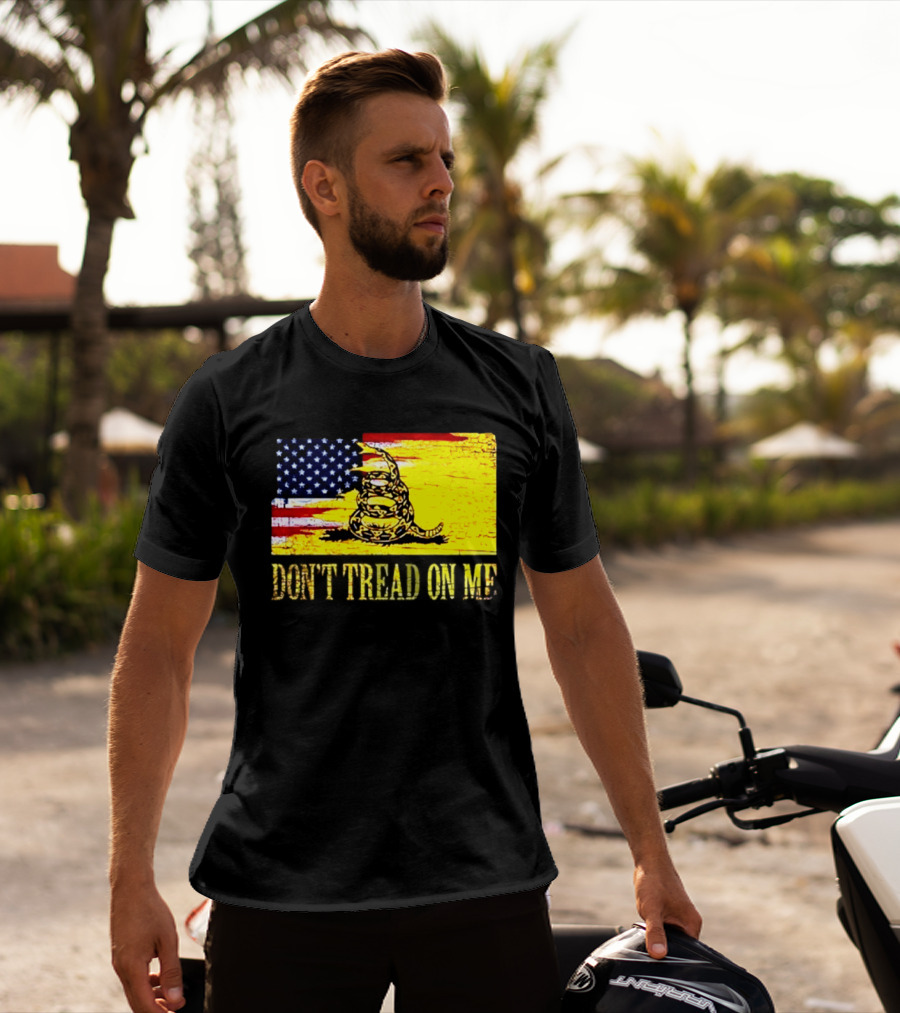 American Flag And Gadsden Snake Don't Tread On Me T-Shirt