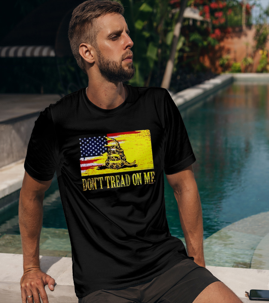 American Flag And Gadsden Snake Don't Tread On Me T-Shirt