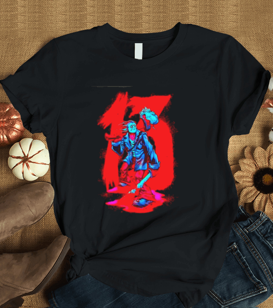 Jason Voorhees Friday The 13th Horror Movie Halloween Scary Mask Red T-Shirt