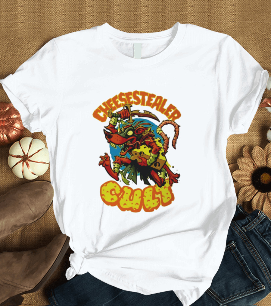 Cheesestealer Cult Rat With Cheese Halloween Fantasy T-Shirt