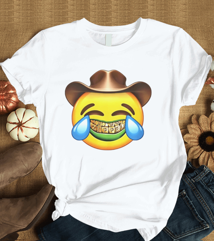 Emoji Green Guy Cowboy Tears Of Joy Zeppel Teeth Grills T-Shirt