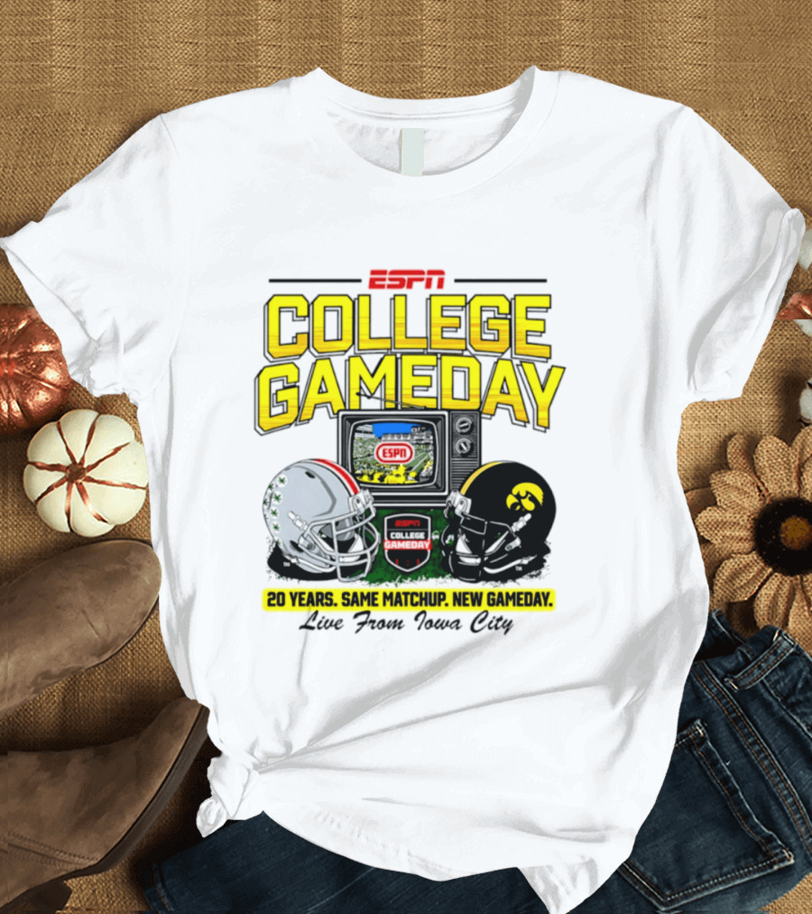 ESPN College GameDay 2026 Iowa Hawkeyes Vs Ohio State Buckeyes 20 Years Same Matchup Iowa City T-Shirt