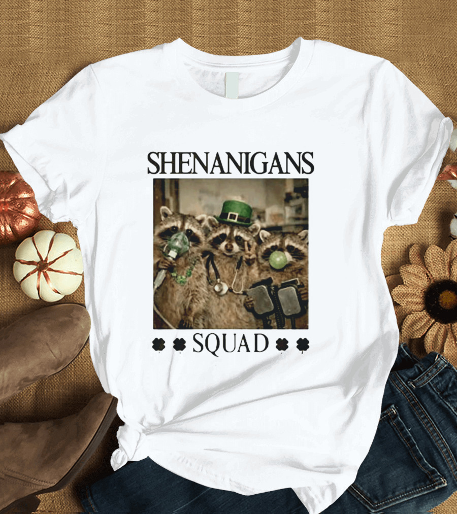 Shenanigans Squad Raccoons Funny Saint Patricks Day T-Shirt