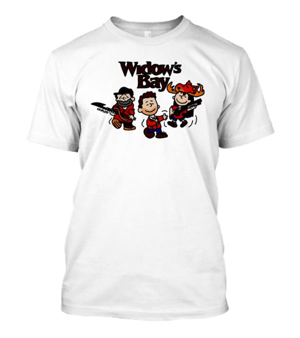 Widow's Bay Cartoon Characters With Bold Outfits And Musical Instruments T-Shirt