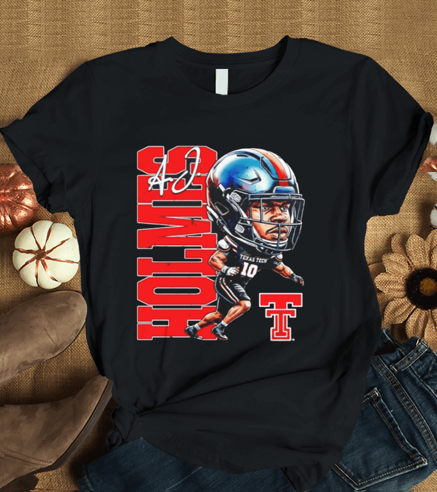 A.J. Holmes Jr Texas Tech Red Raiders Football FT NCAA Bobble Head T-Shirt