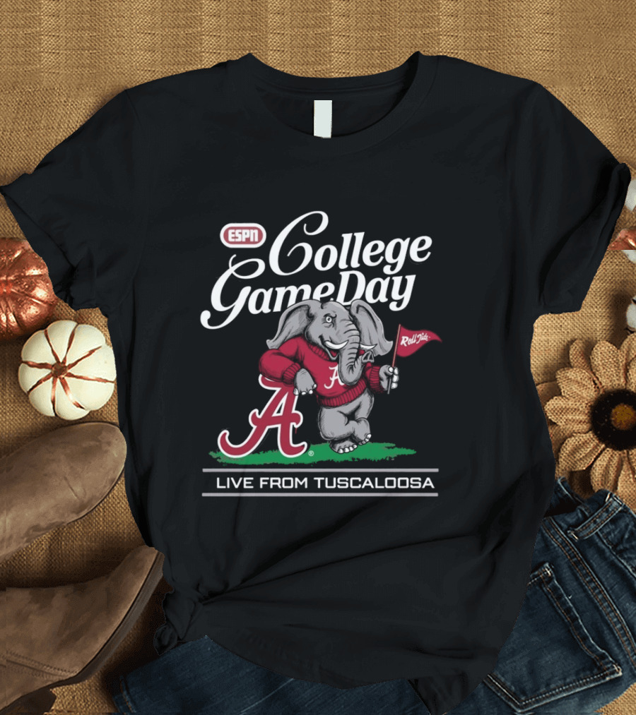 Alabama Crimson Tide Big Al ESPN College Gameday Live From Tuscaloosa Roll Tide T-Shirt