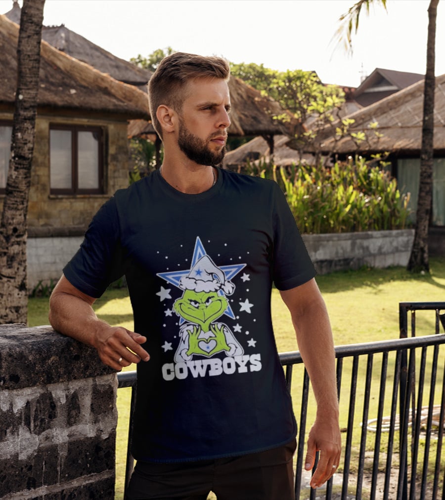 Dallas Cowboys Grinch Love Hands Christmas Star 2026 Football T-Shirt