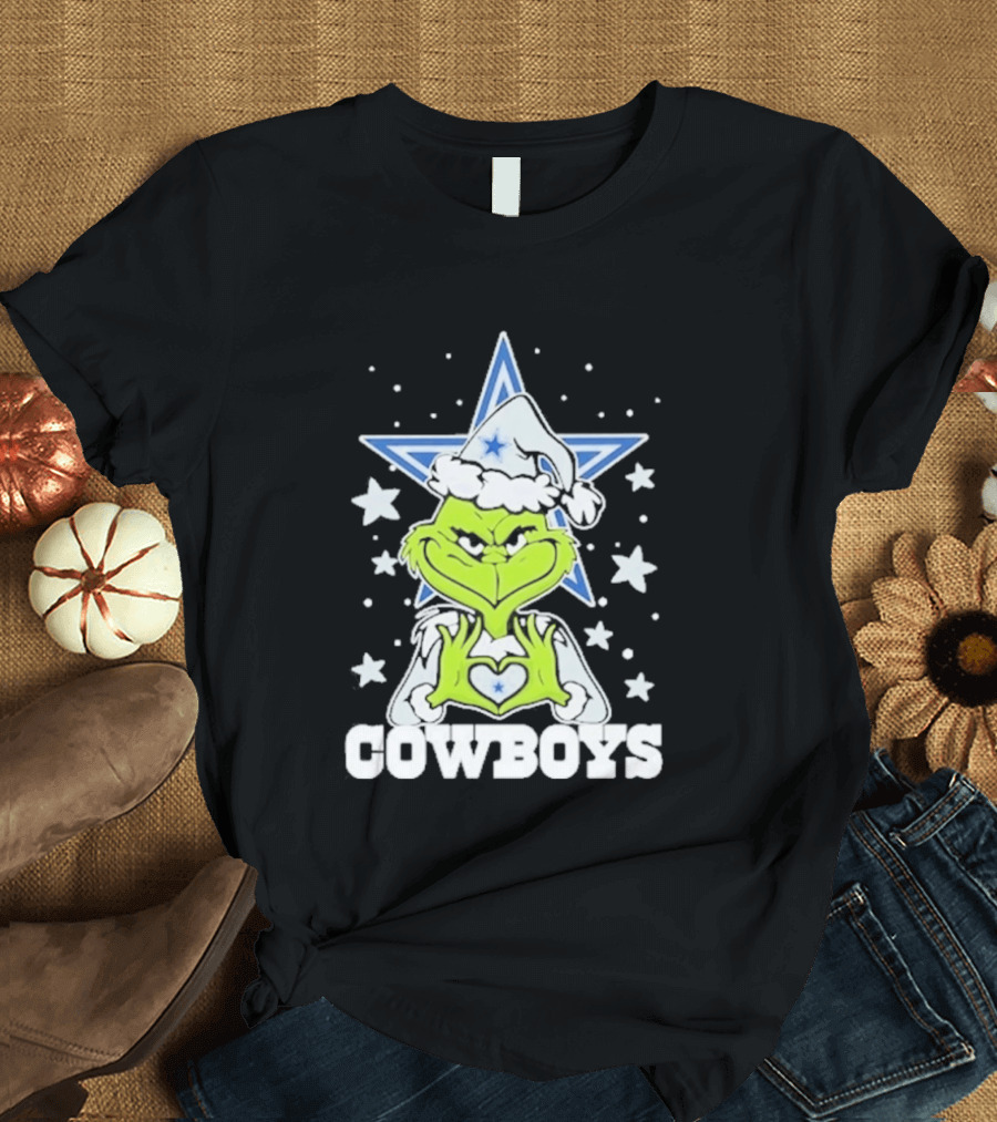 Dallas Cowboys Grinch Love Hands Christmas Star 2026 Football T-Shirt
