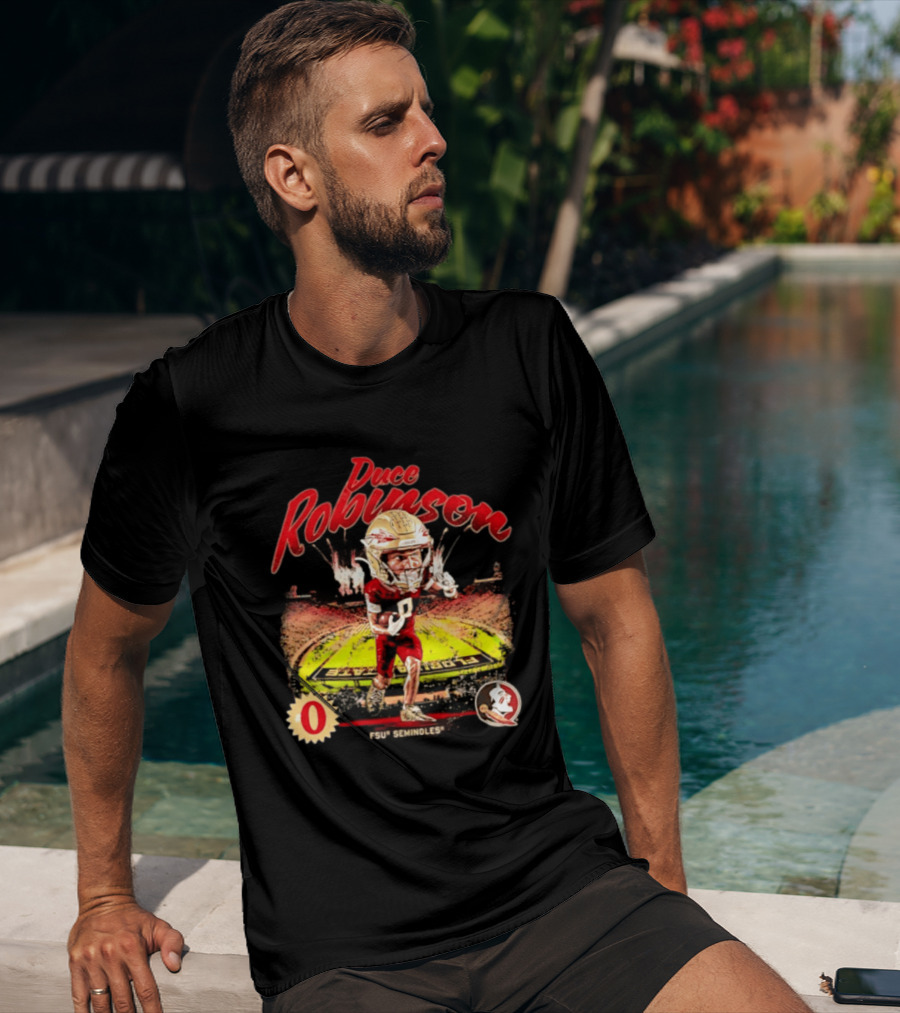 Duce Robinson Florida State Seminoles Football NCAA Stadium Caricature Number 0 T-Shirt