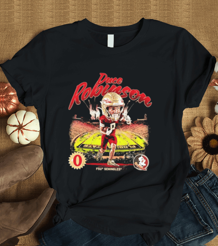 Duce Robinson Florida State Seminoles Football NCAA Stadium Caricature Number 0 T-Shirt