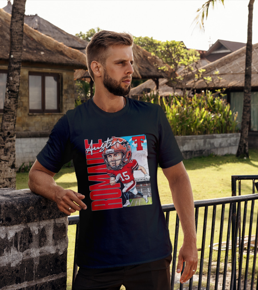 Austin Romaine Texas Tech Red Raiders Football NCAA Stadium Caricature T-Shirt